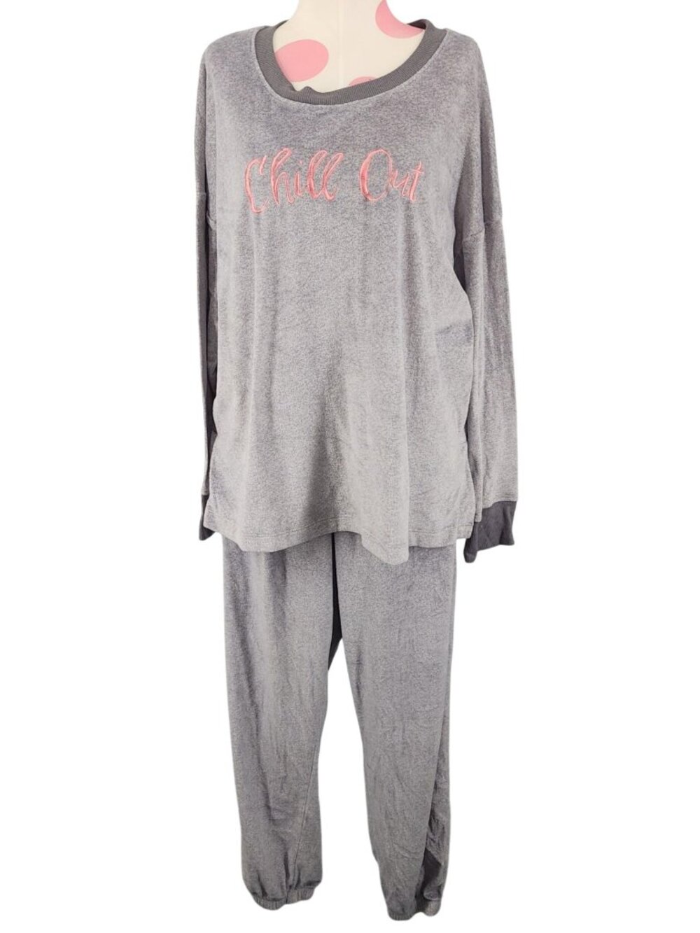 Women's Joyspun Grey Gray Fleece Pajamas PJ's Lounge Chill Out Large Soft Jogger